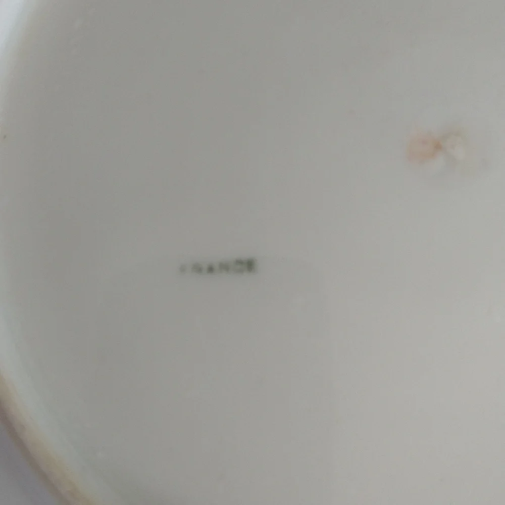 Vintage hand-painted porcelain salad plate pink shell decor monogram France